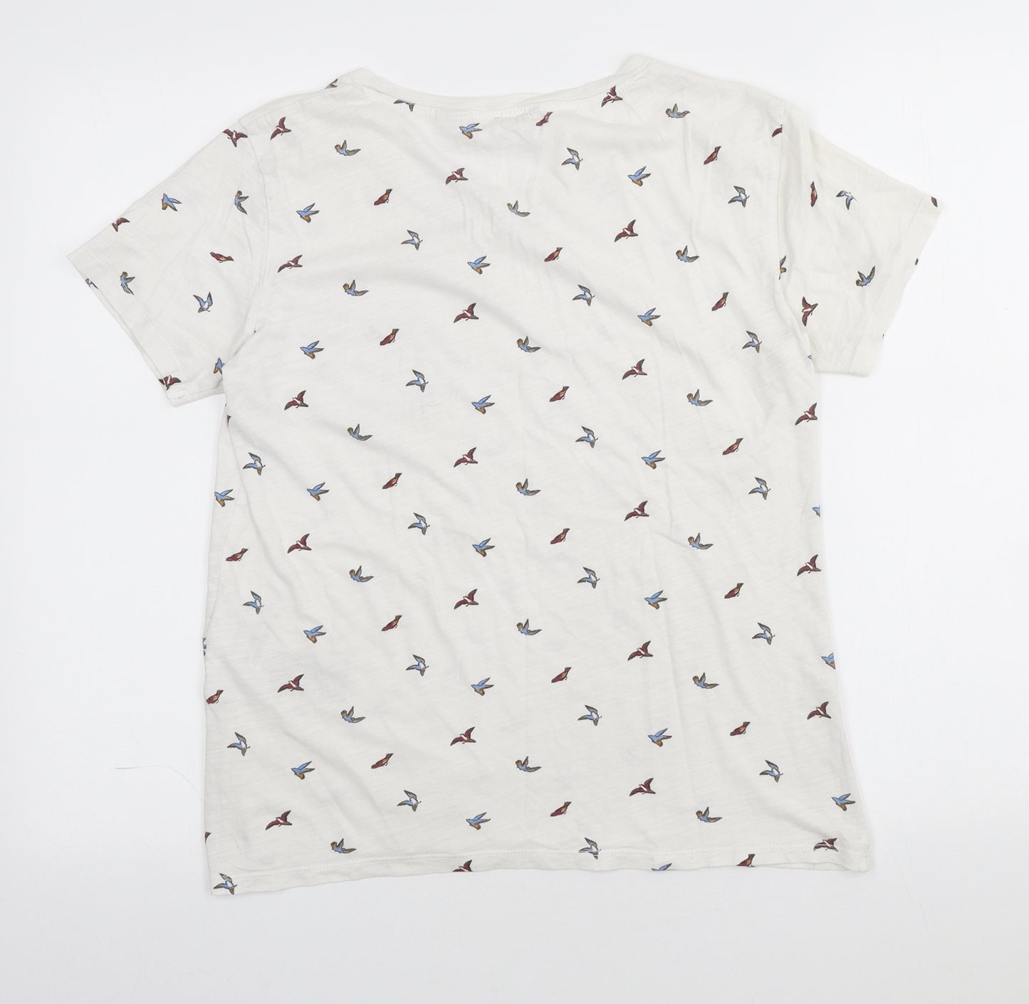 Levi's Womens Ivory Geometric Cotton Basic T-Shirt Size S Scoop Neck