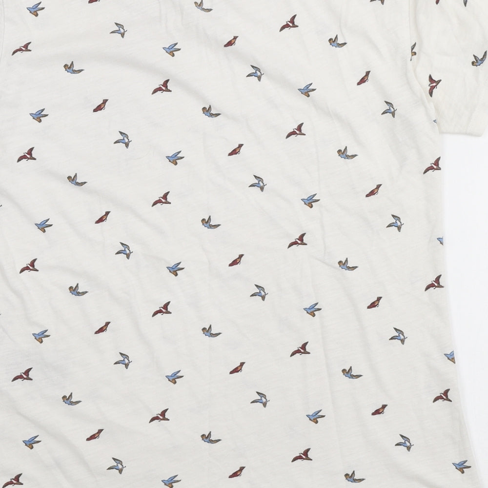 Levi's Womens Ivory Geometric Cotton Basic T-Shirt Size S Scoop Neck