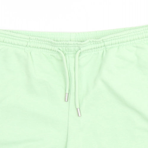 Papaya Womens Green Cotton Sweat Shorts Size 14 L3 in Regular Drawstring