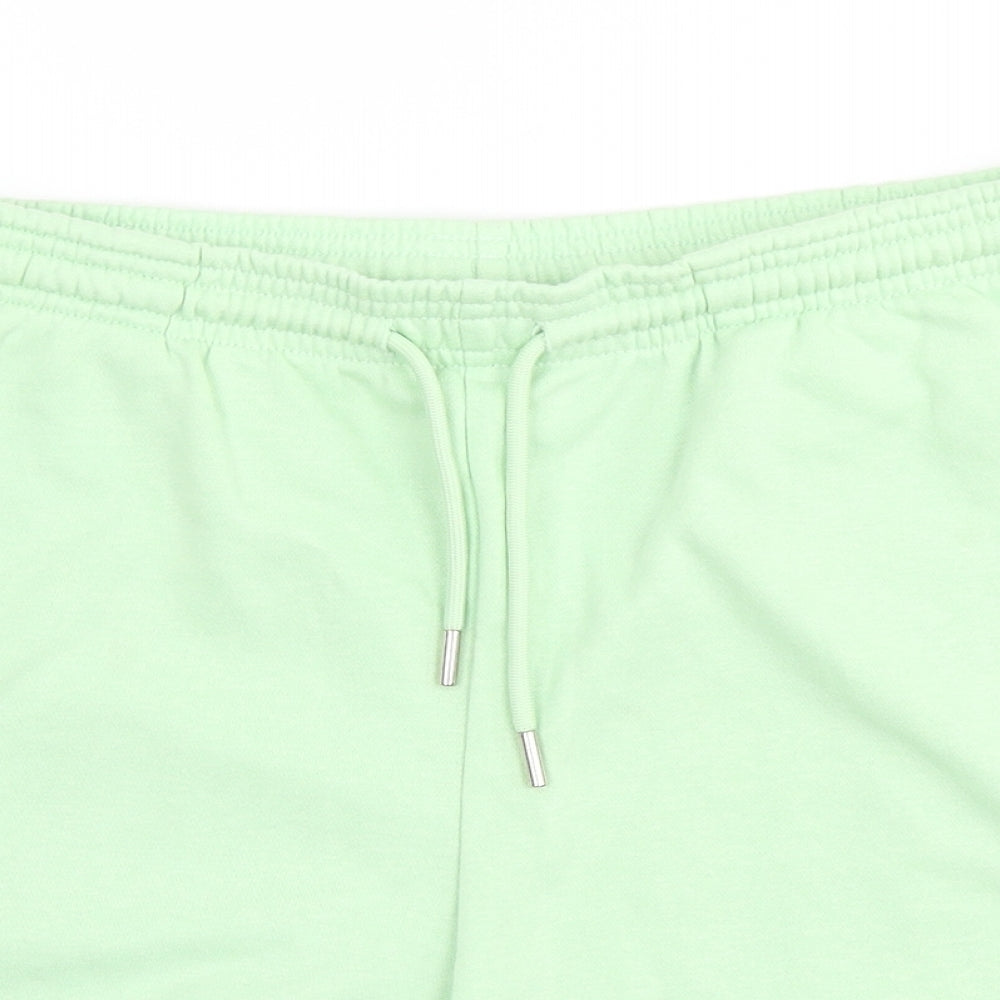 Papaya Womens Green Cotton Sweat Shorts Size 14 L3 in Regular Drawstring