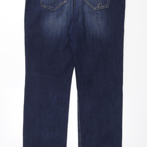 NEXT Womens Blue Cotton Straight Jeans Size 18 L30 in Regular Zip