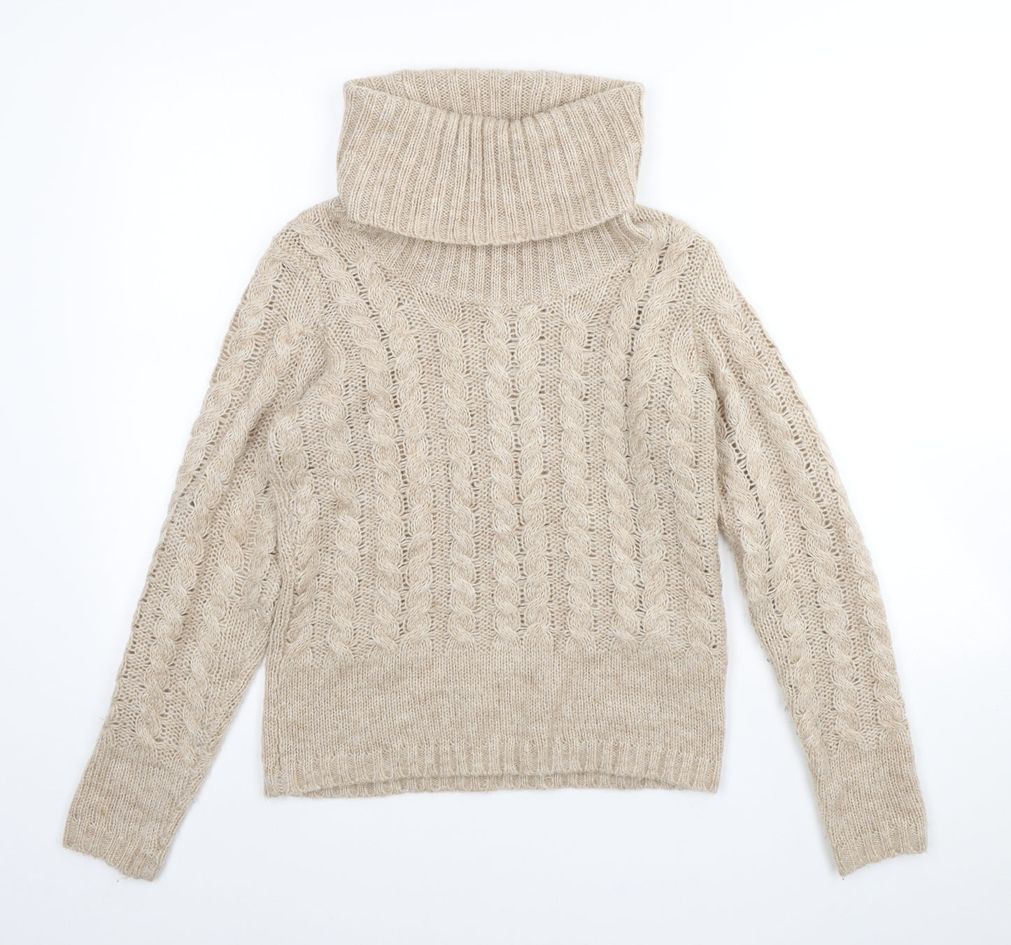 s.Oliver Womens Beige Roll Neck Polyester Pullover Jumper Size 10