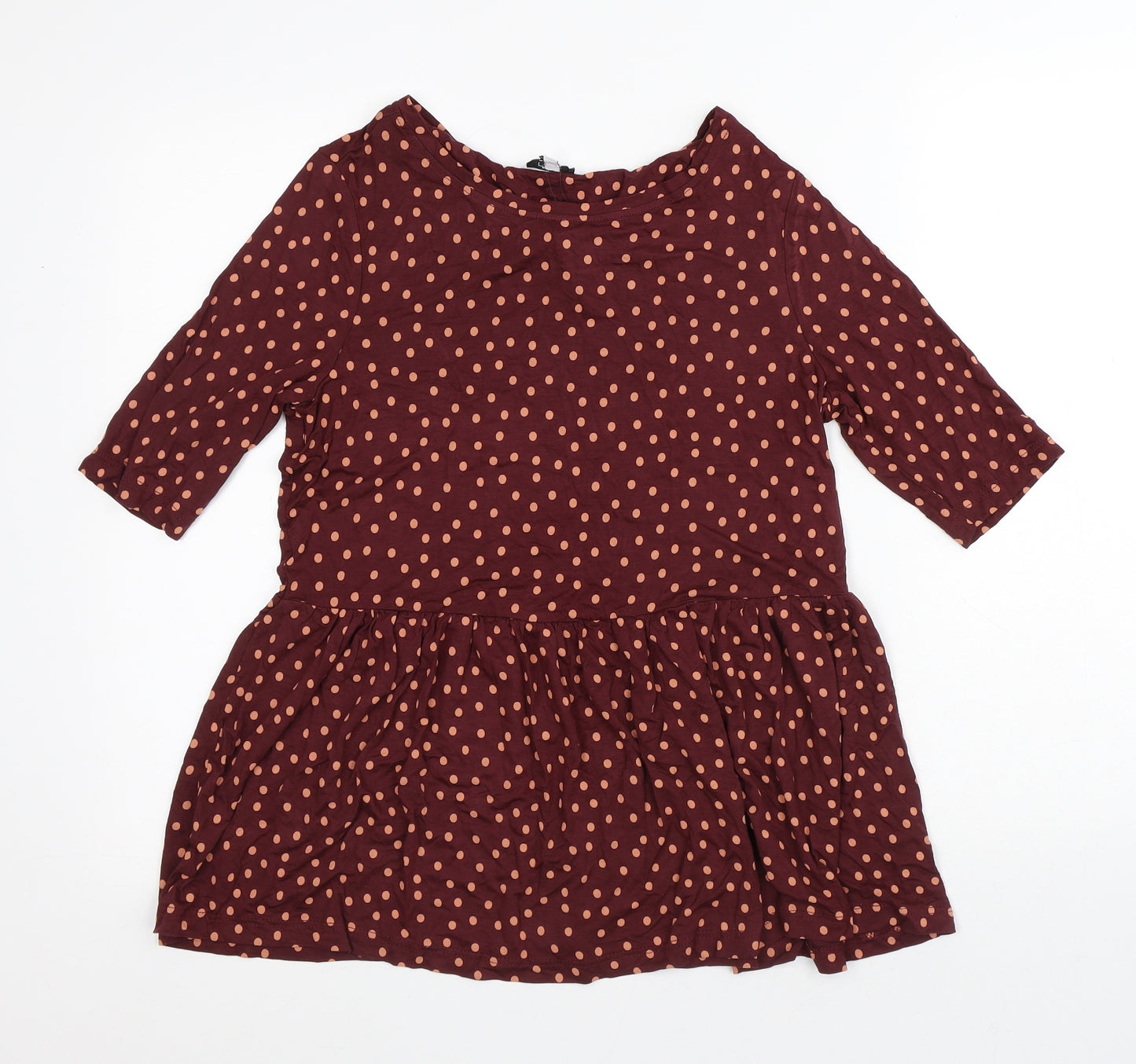 NEXT Womens Red Polka Dot Viscose Basic Blouse Size 8 Round Neck