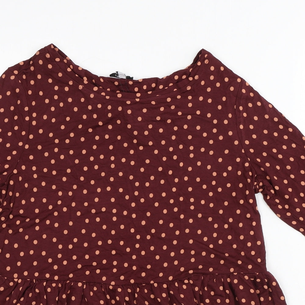 NEXT Womens Red Polka Dot Viscose Basic Blouse Size 8 Round Neck