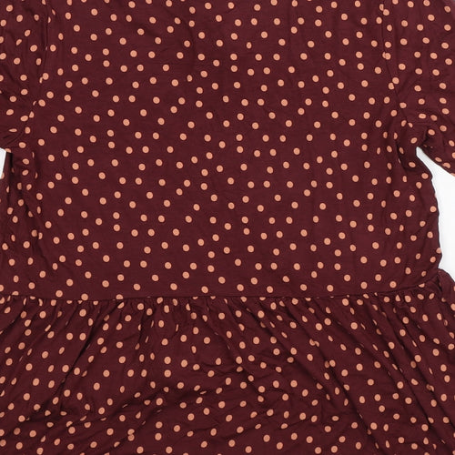 NEXT Womens Red Polka Dot Viscose Basic Blouse Size 8 Round Neck