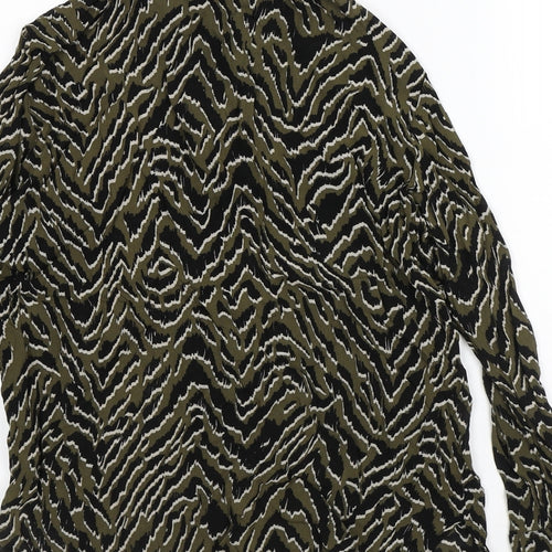 MNG Womens Green Animal Print Polyester Basic Blouse Size S Collared