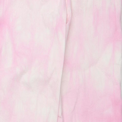 Primark Womens Pink Cotton Wide-Leg Jeans Size 6 L28 in Regular Button - Tie Dye