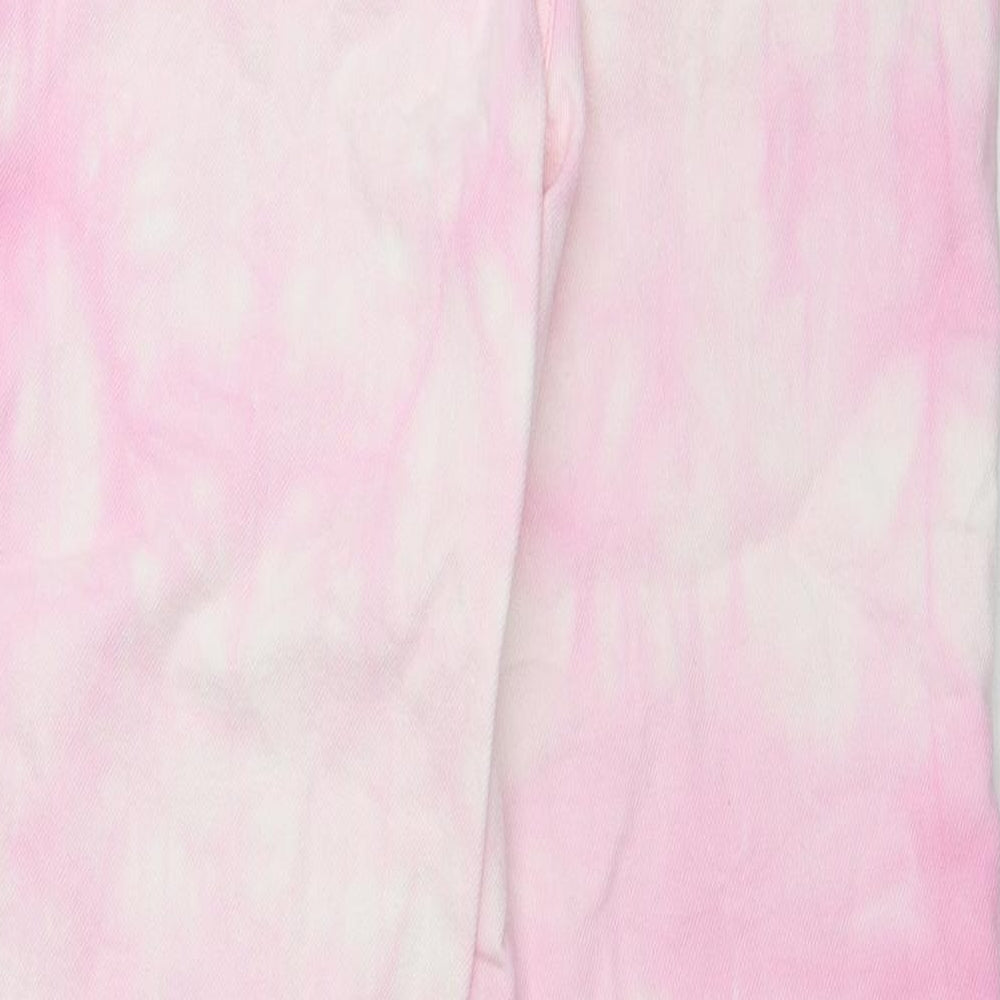 Primark Womens Pink Cotton Wide-Leg Jeans Size 6 L28 in Regular Button - Tie Dye