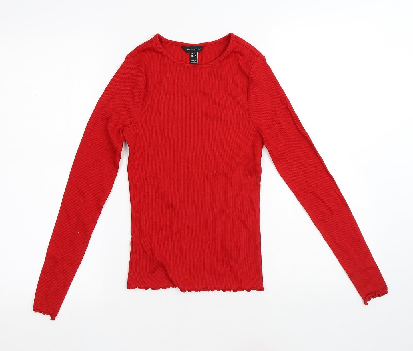 New Look Womens Red Cotton Jersey T-Shirt Size 8 Round Neck