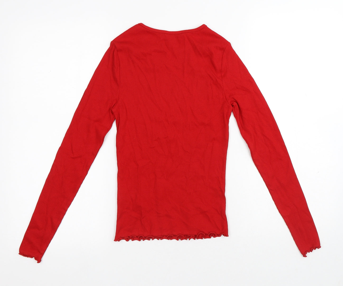 New Look Womens Red Cotton Jersey T-Shirt Size 8 Round Neck