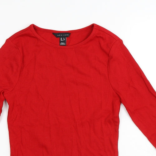 New Look Womens Red Cotton Jersey T-Shirt Size 8 Round Neck