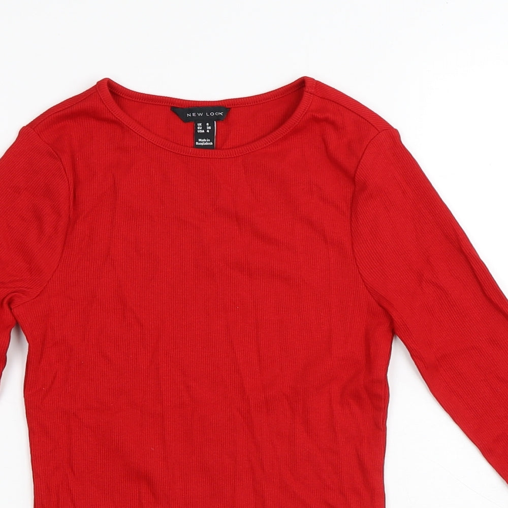 New Look Womens Red Cotton Jersey T-Shirt Size 8 Round Neck