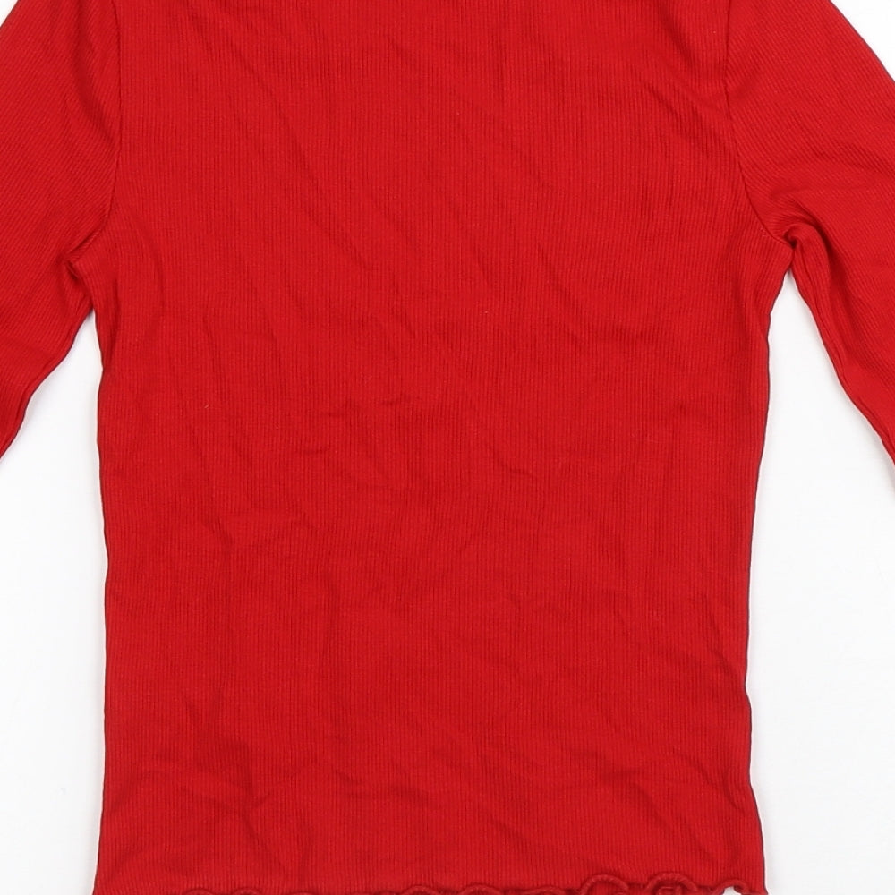 New Look Womens Red Cotton Jersey T-Shirt Size 8 Round Neck
