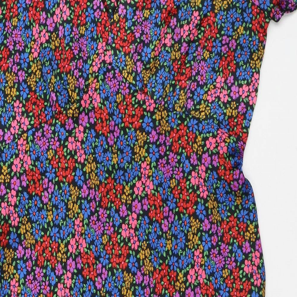 New Look Womens Multicoloured Floral Polyester A-Line Size 16 Round Neck - Flowers