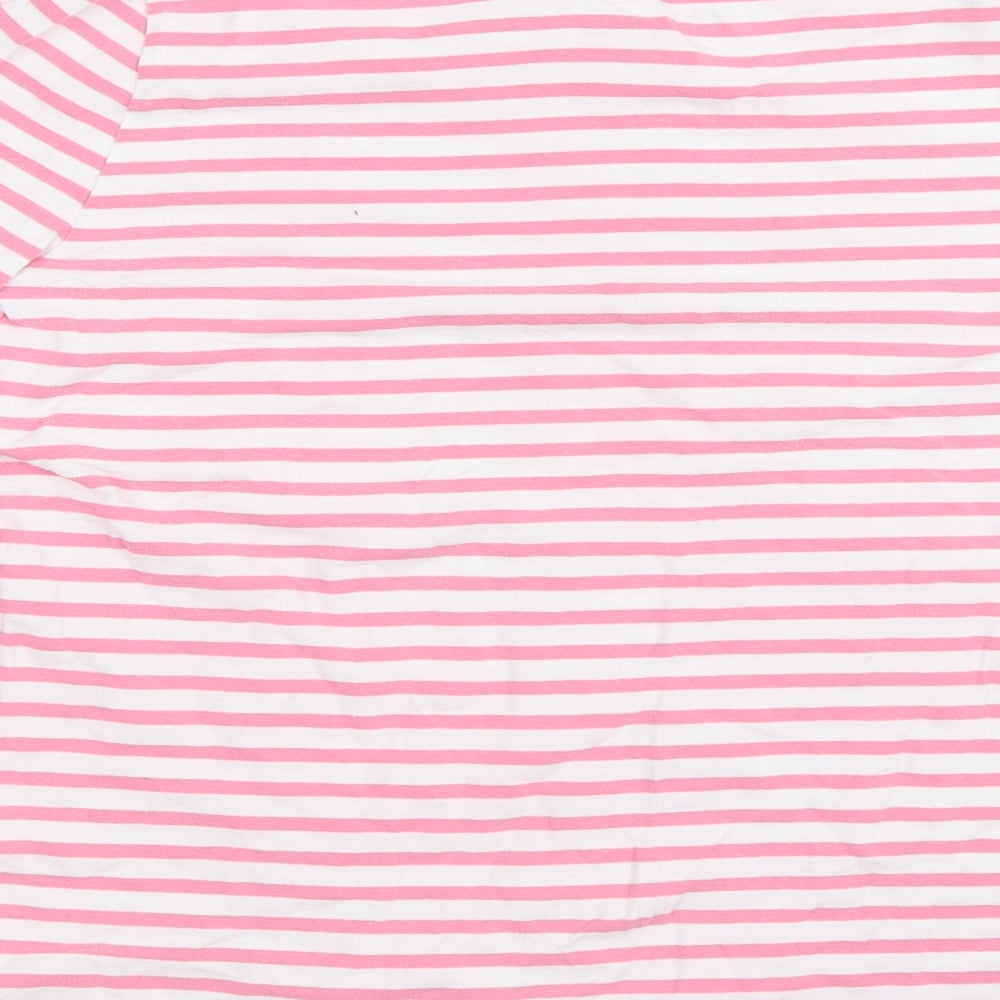 Dunnes Stores Womens Pink Striped Maguey Basic T-Shirt Size M Round Neck