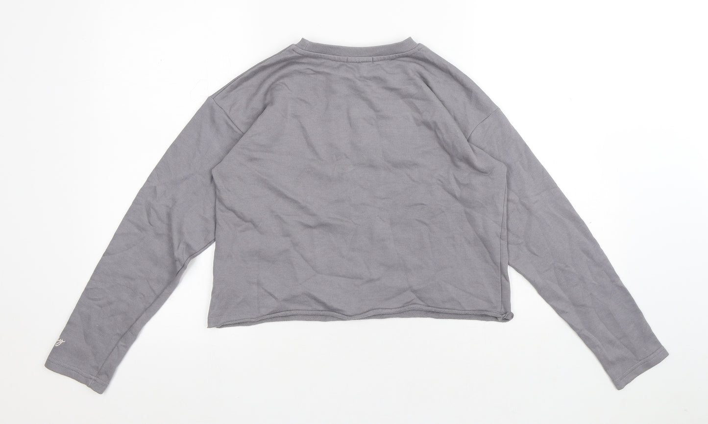 Primark Girls Grey Cotton Pullover Sweatshirt Size 12 Years - Smile