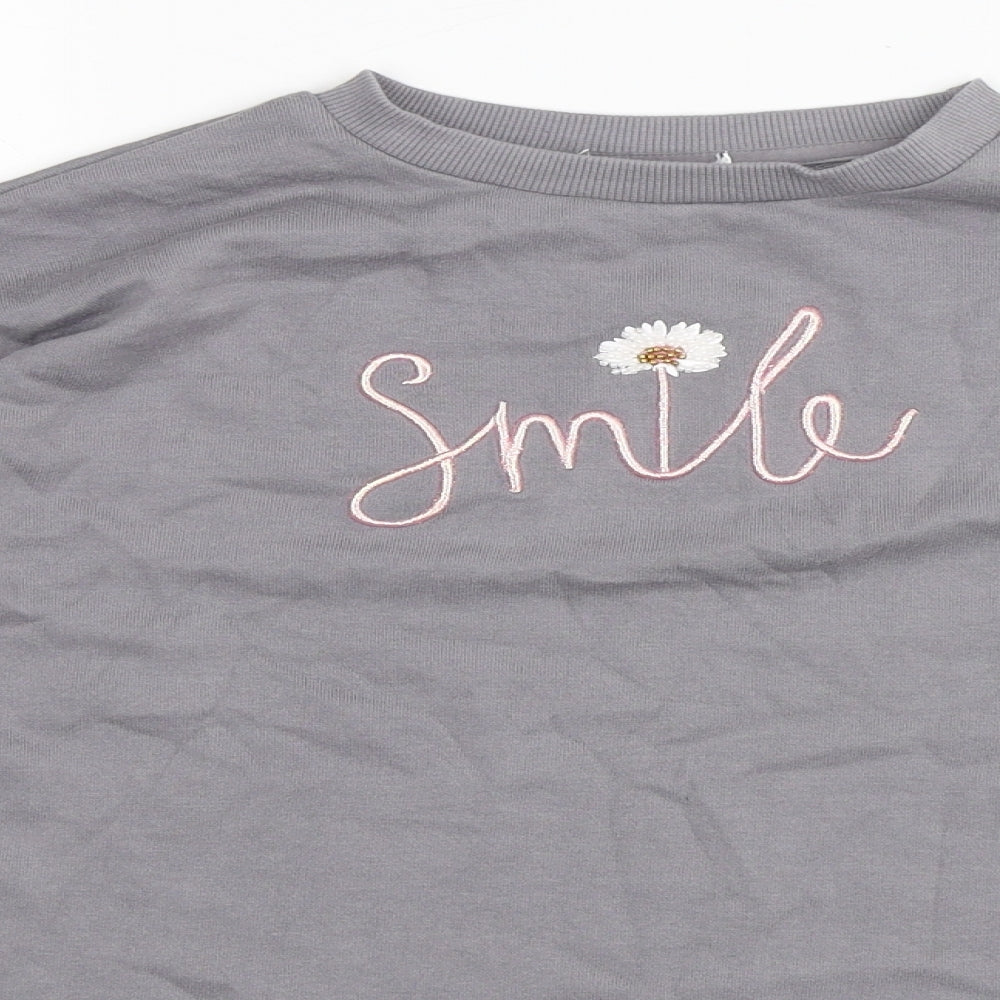Primark Girls Grey Cotton Pullover Sweatshirt Size 12 Years - Smile