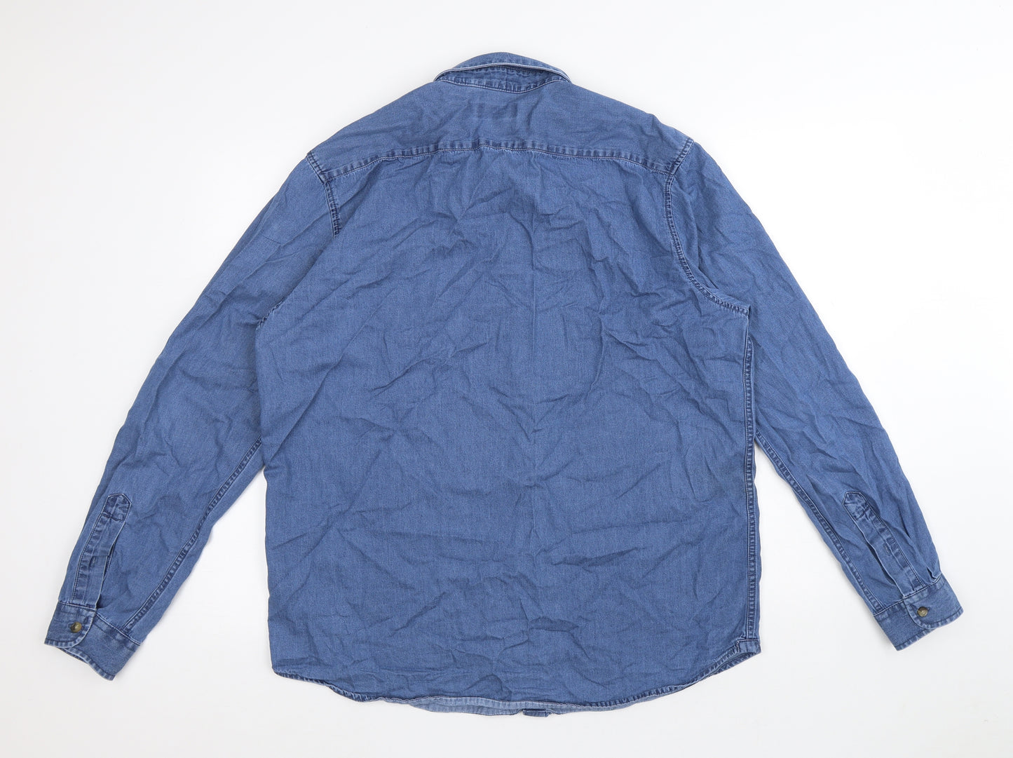 Dunnes Stores Mens Blue Cotton Button-Up Size XL Collared Button