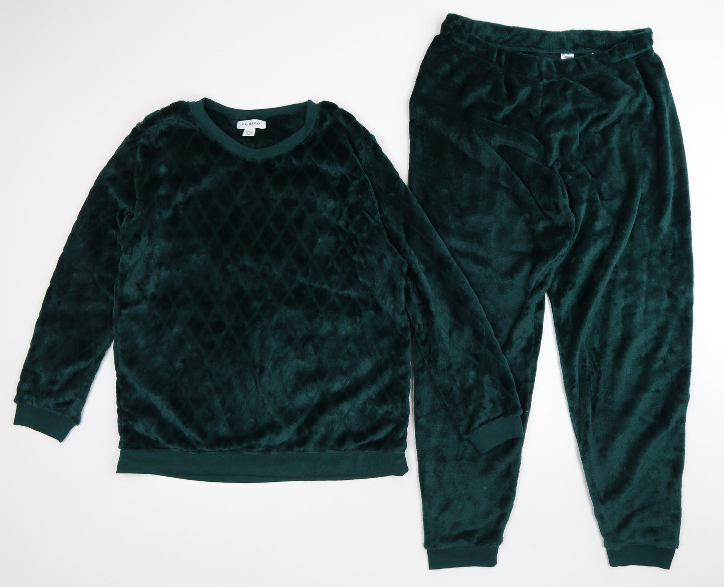 Primark Womens Green Solid Polyester Capri Lounge Set Size L - Faux Fur