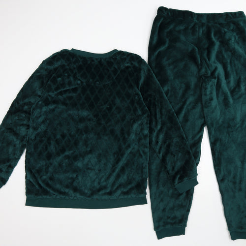 Primark Womens Green Solid Polyester Capri Lounge Set Size L - Faux Fur