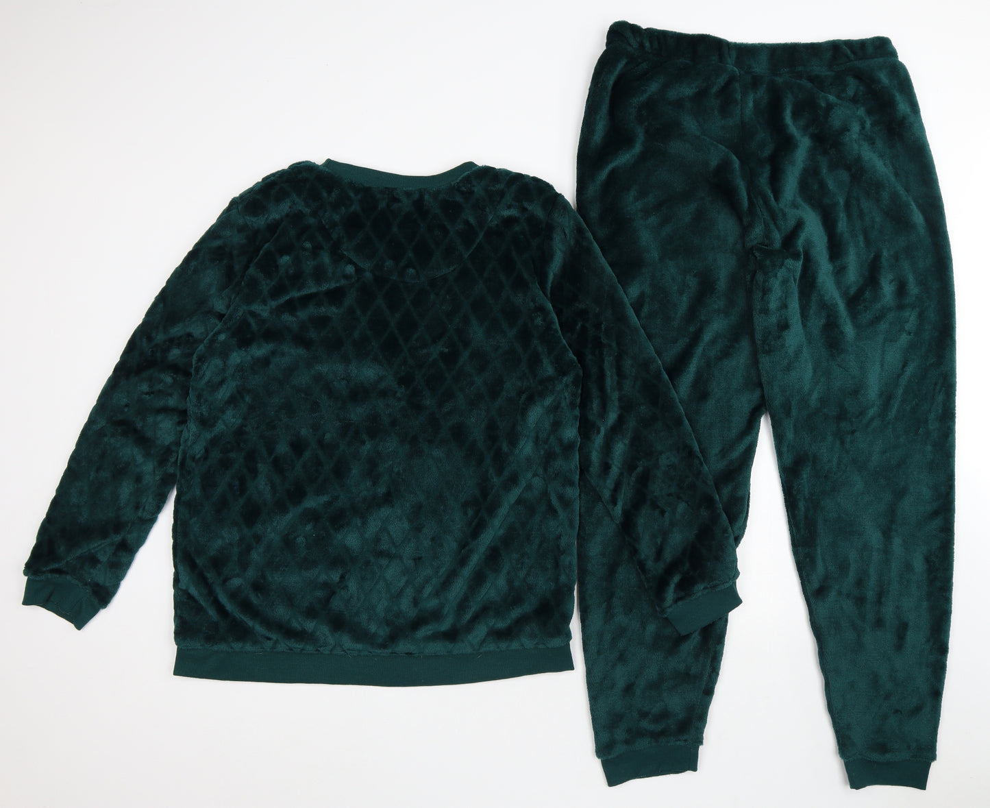 Primark Womens Green Solid Polyester Capri Lounge Set Size L - Faux Fur