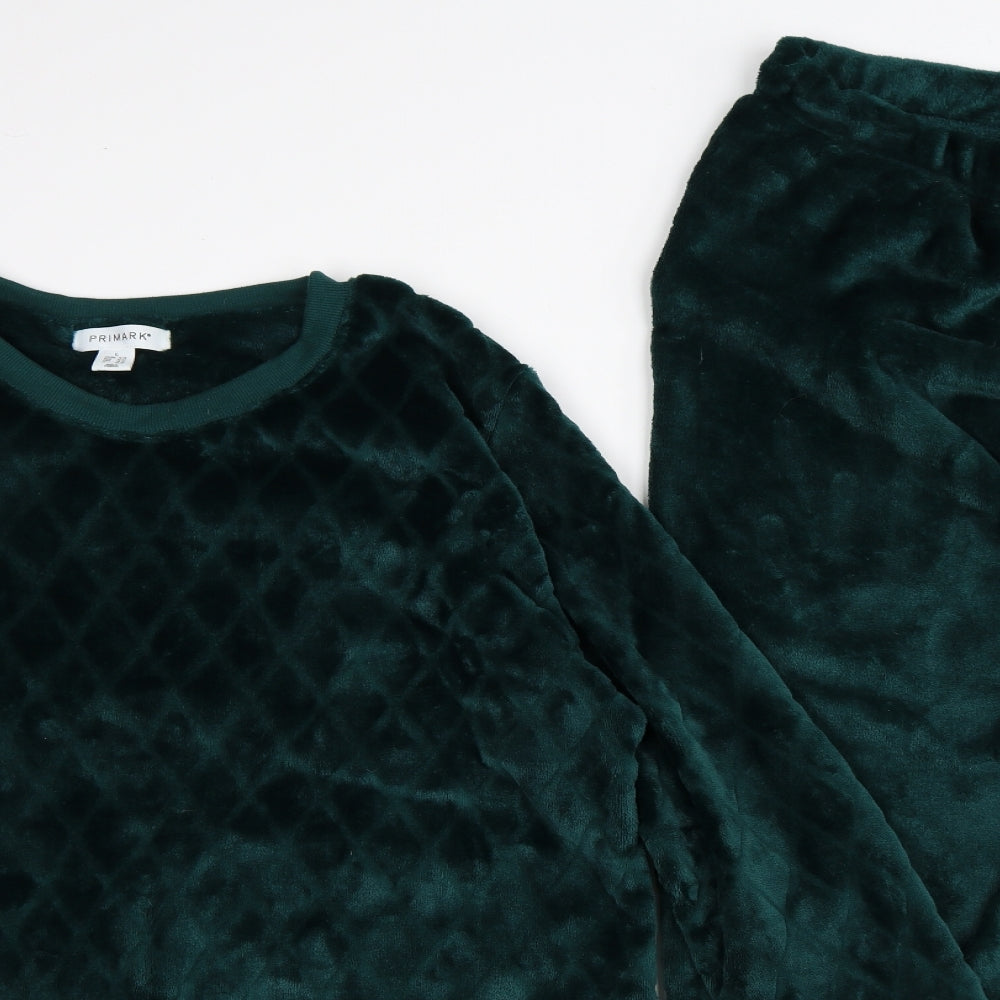 Primark Womens Green Solid Polyester Capri Lounge Set Size L - Faux Fur
