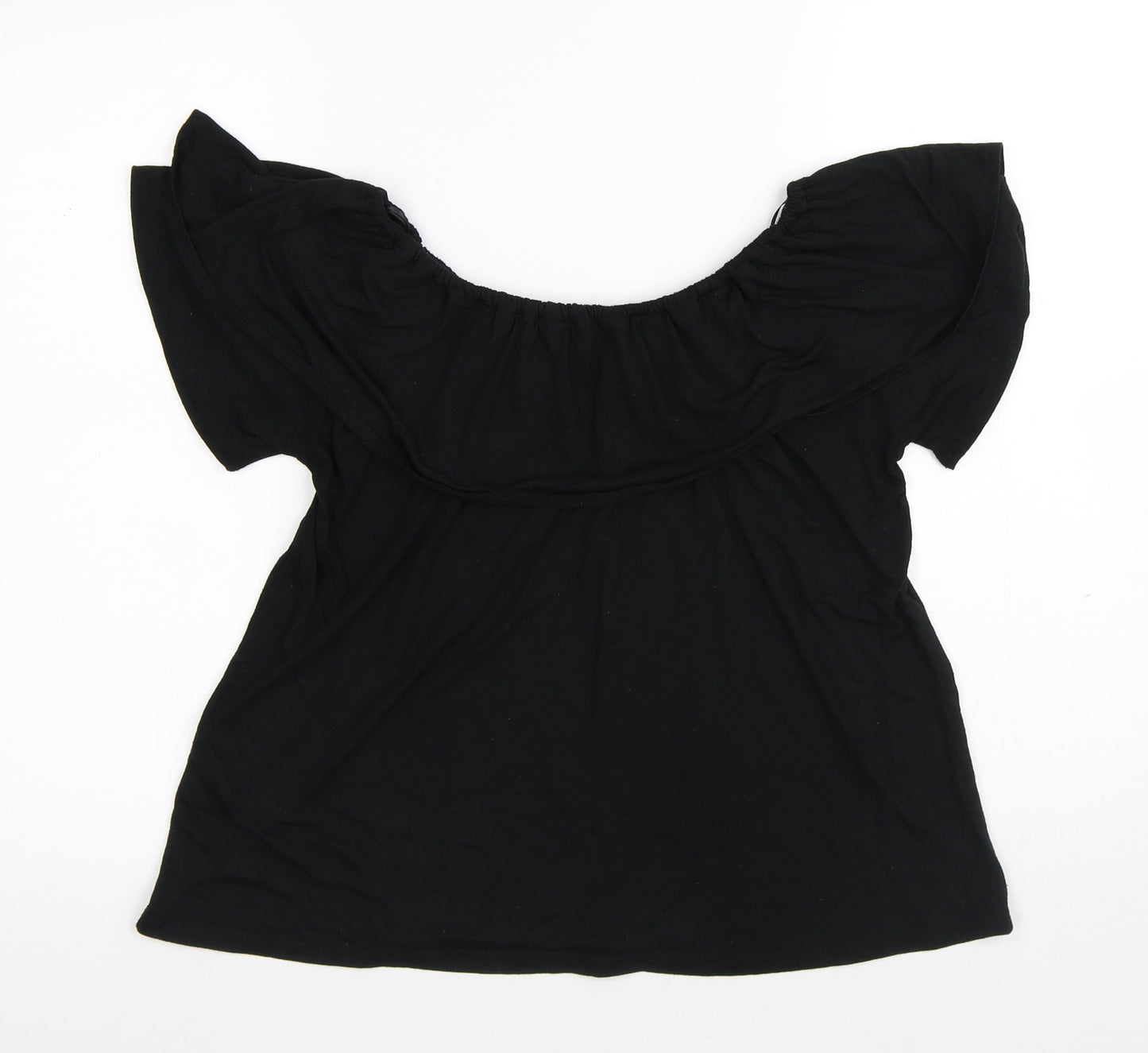 Dunnes Stores Womens Black Polyester Basic T-Shirt Size S Round Neck