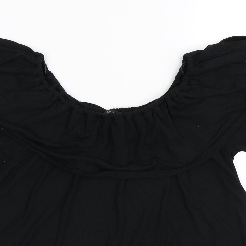 Dunnes Stores Womens Black Polyester Basic T-Shirt Size S Round Neck