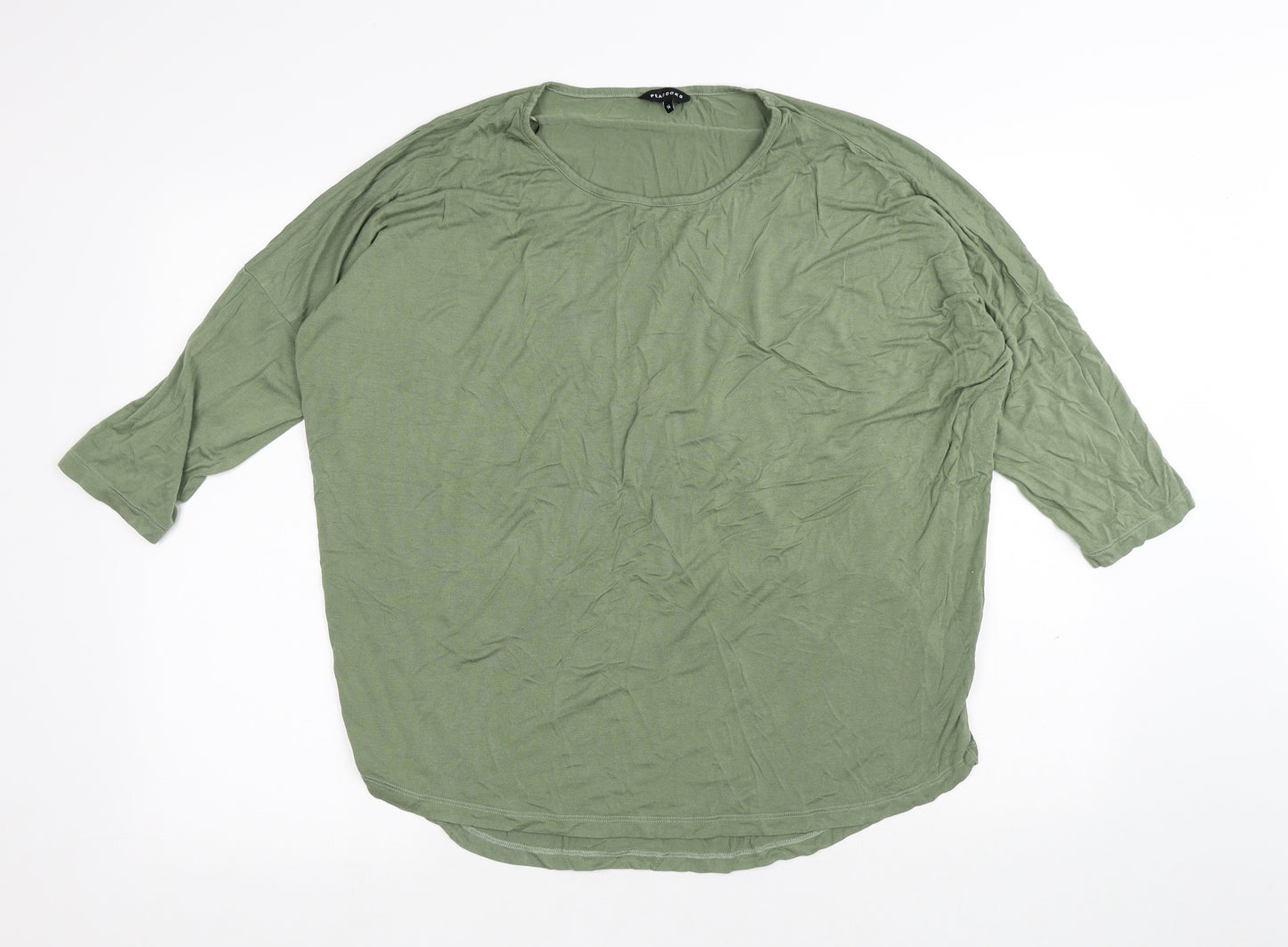 Peacocks Womens Green Viscose Jersey T-Shirt Size 14 Round Neck