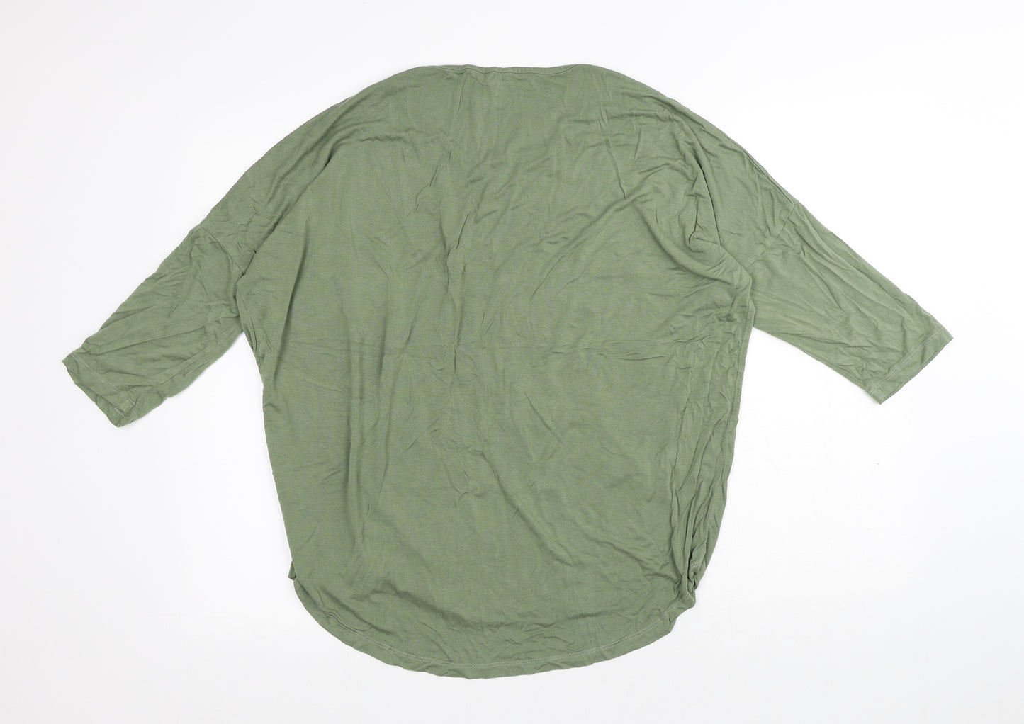 Peacocks Womens Green Viscose Jersey T-Shirt Size 14 Round Neck