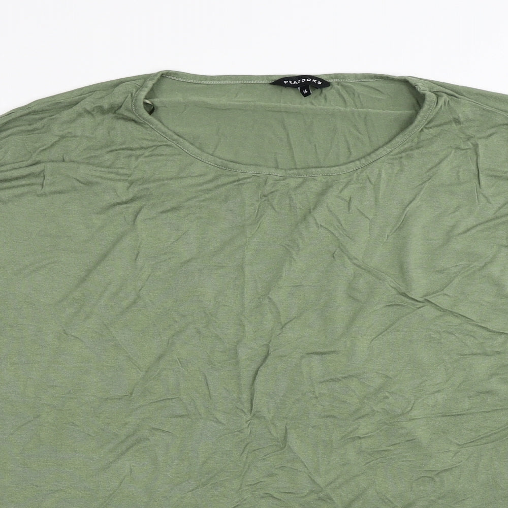 Peacocks Womens Green Viscose Jersey T-Shirt Size 14 Round Neck