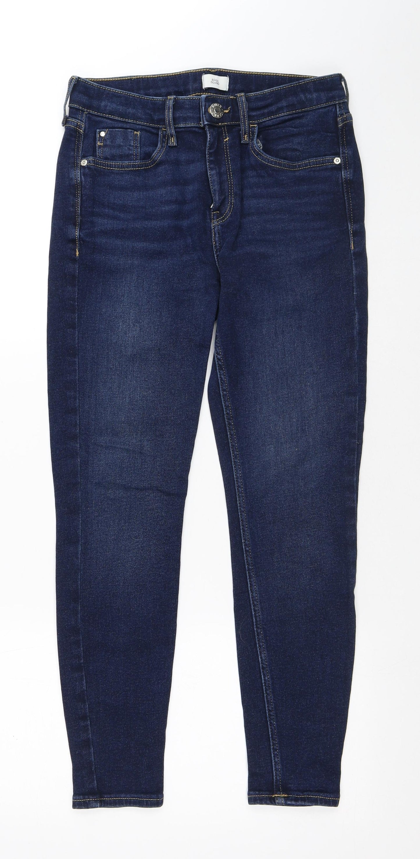 River Island Womens Blue Cotton Skinny Jeans Size 10 L27 in Regular Button