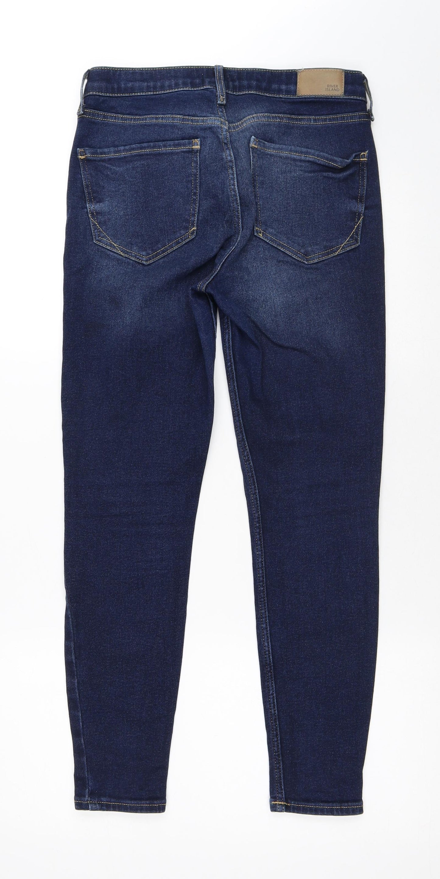 River Island Womens Blue Cotton Skinny Jeans Size 10 L27 in Regular Button