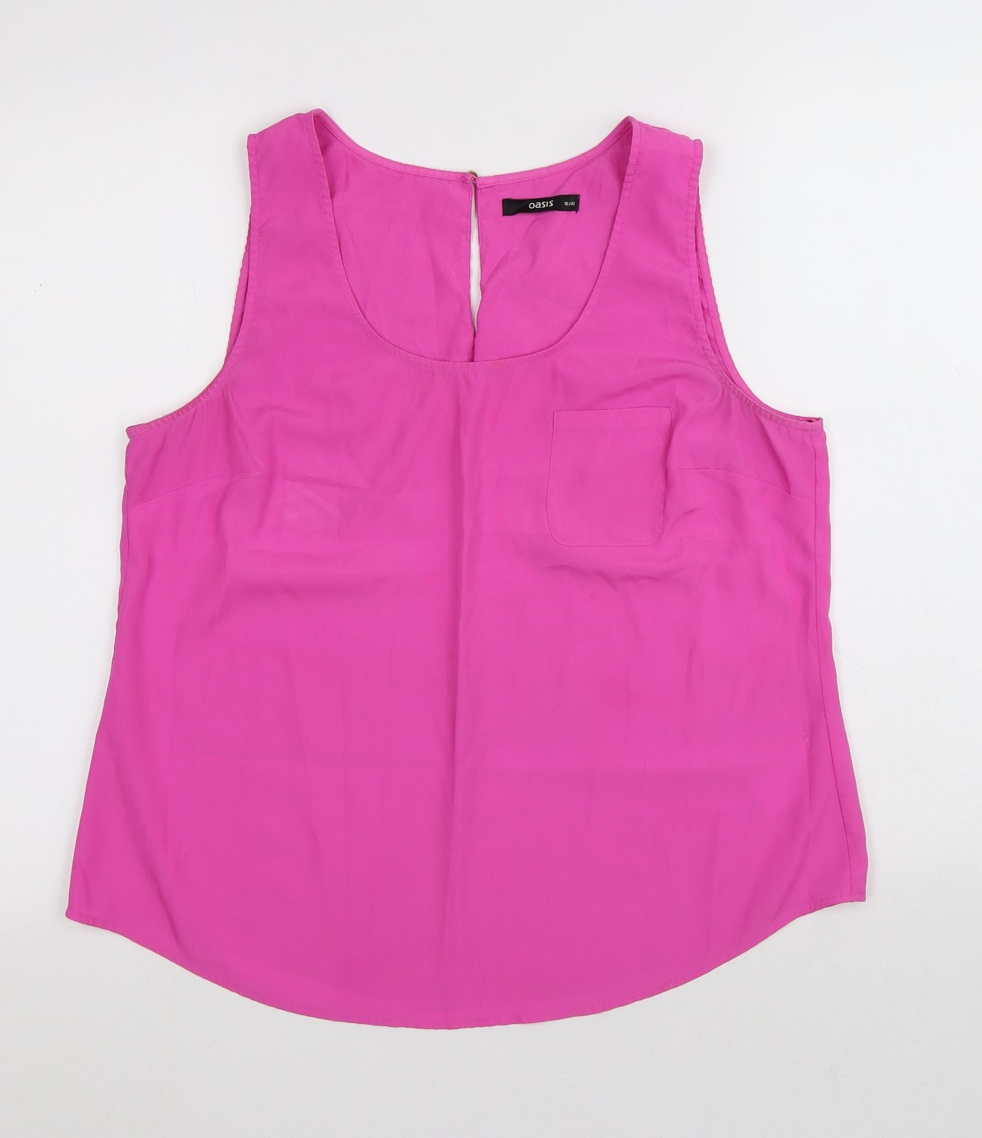 Oasis Womens Pink Polyester Jersey T-Shirt Size 16 Round Neck