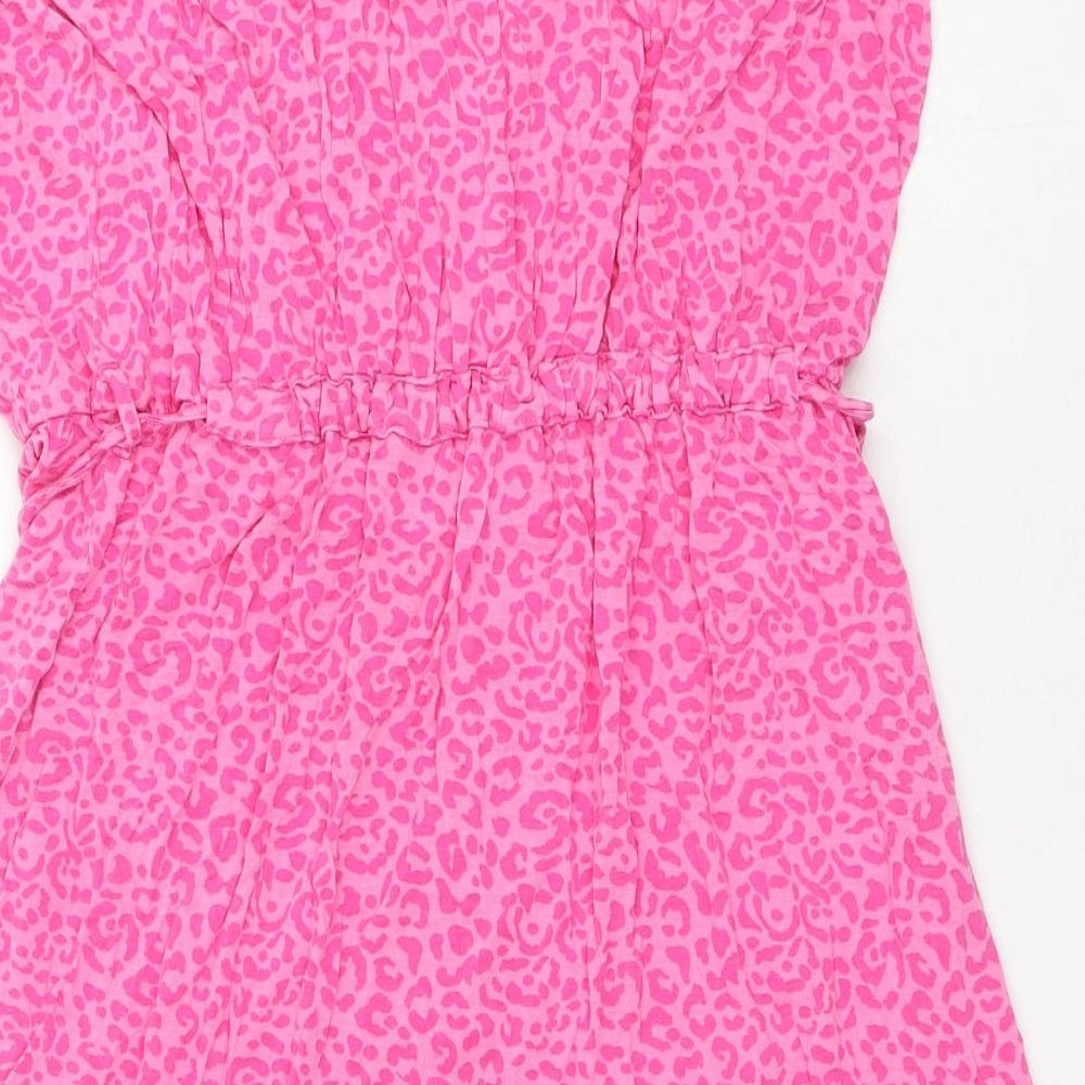 Papaya Womens Pink Animal Print Polyester A-Line Size L Off the Shoulder - Leopard Print