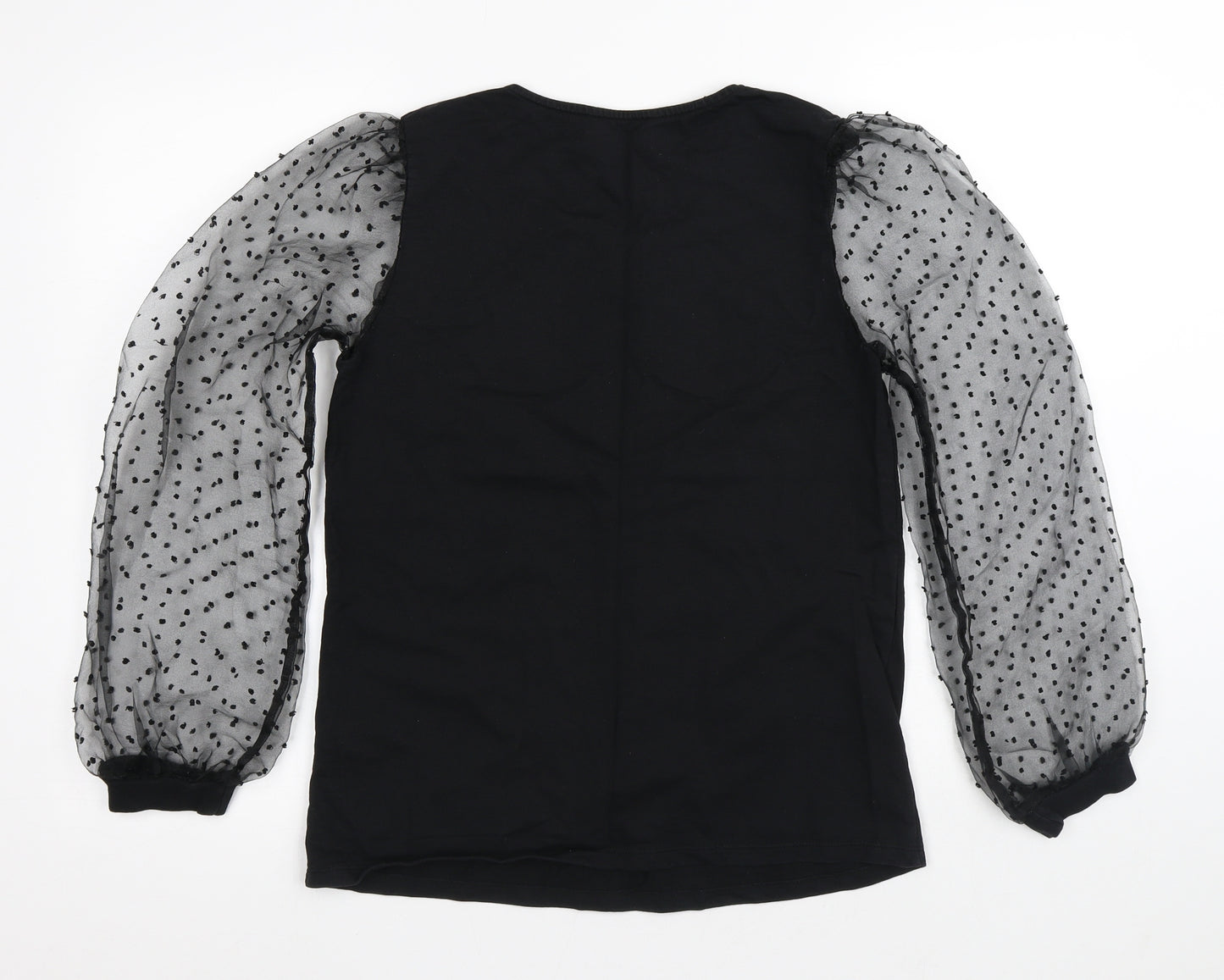 TU Womens Black Cotton Pullover Sweatshirt Size 12 - Mesh Sleeves