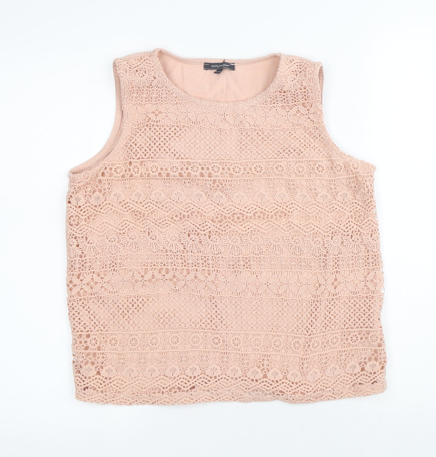 Intuition Womens Pink Floral Cotton Basic Tank Size 14 Round Neck