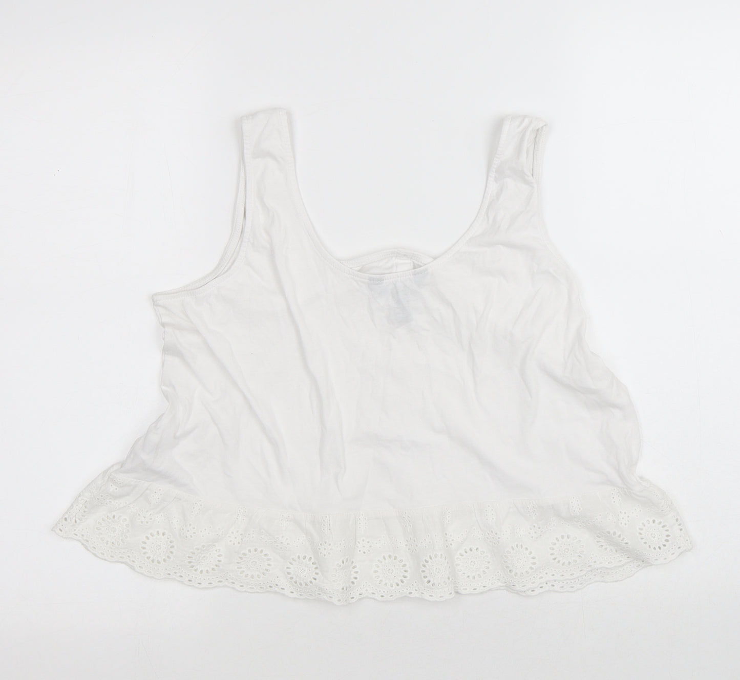 New Look Womens White Cotton Basic Tank Size 16 Round Neck