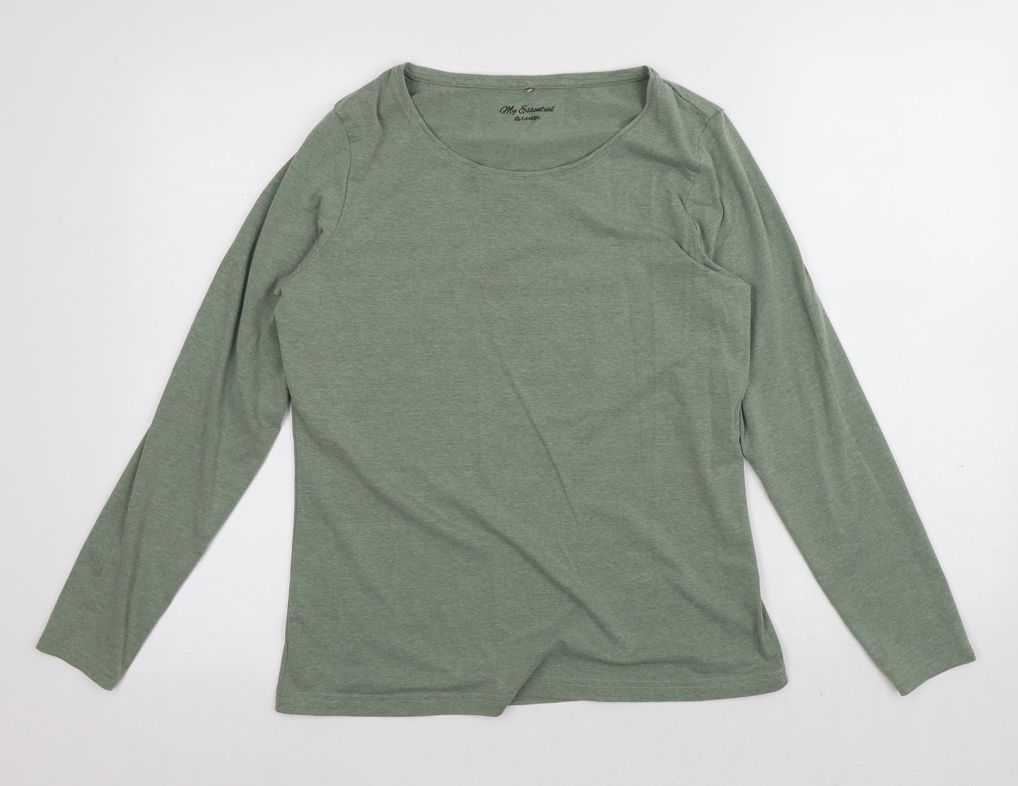 George Womens Green Polyester Basic T-Shirt Size 12 Round Neck