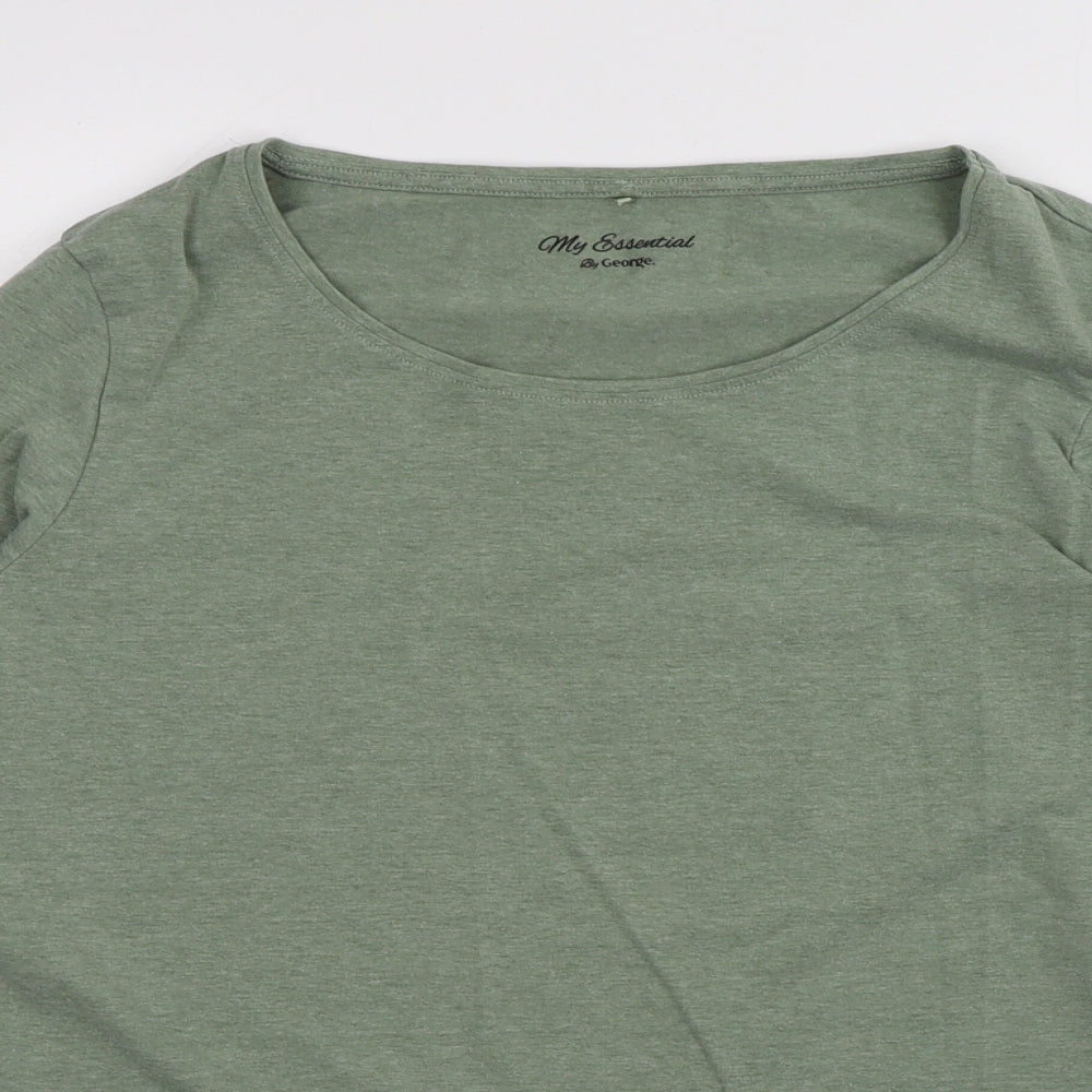 George Womens Green Polyester Basic T-Shirt Size 12 Round Neck