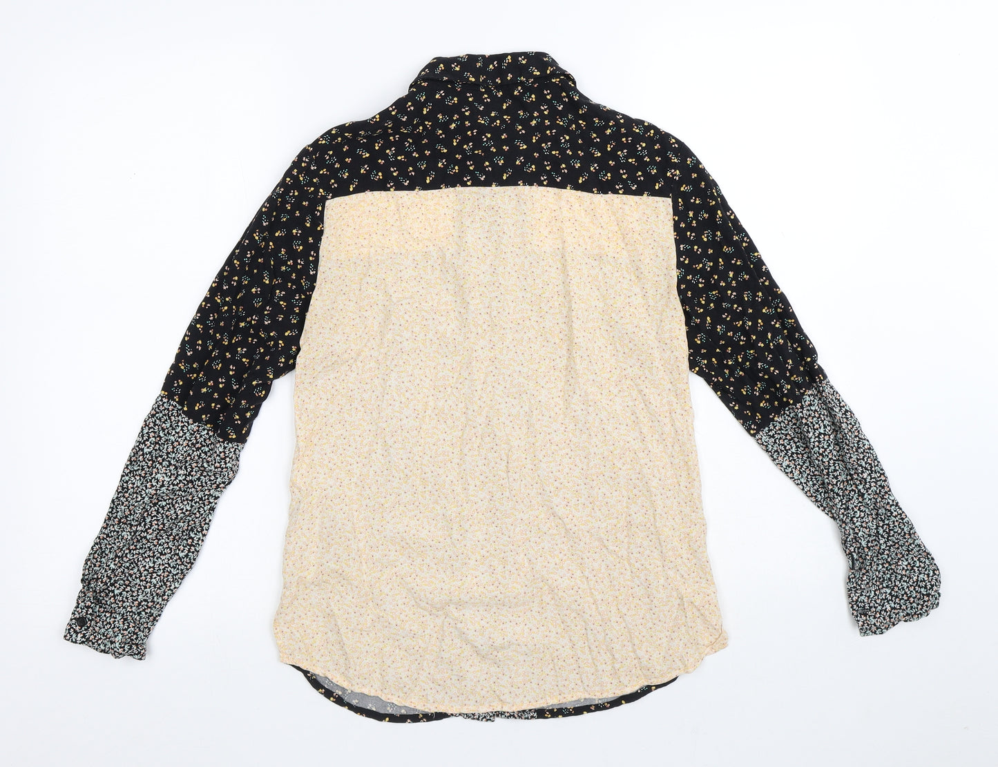 Topshop Womens Multicoloured Floral Viscose Basic Button-Up Size 6 Collared