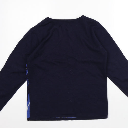 Casamia Womens Black Round Neck Striped Acrylic Pullover Jumper Size S