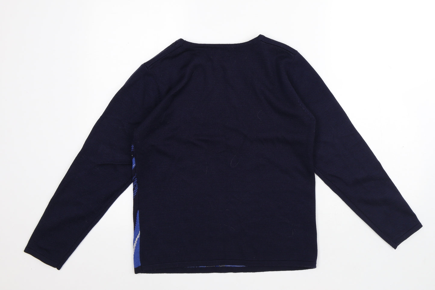 Casamia Womens Black Round Neck Striped Acrylic Pullover Jumper Size S