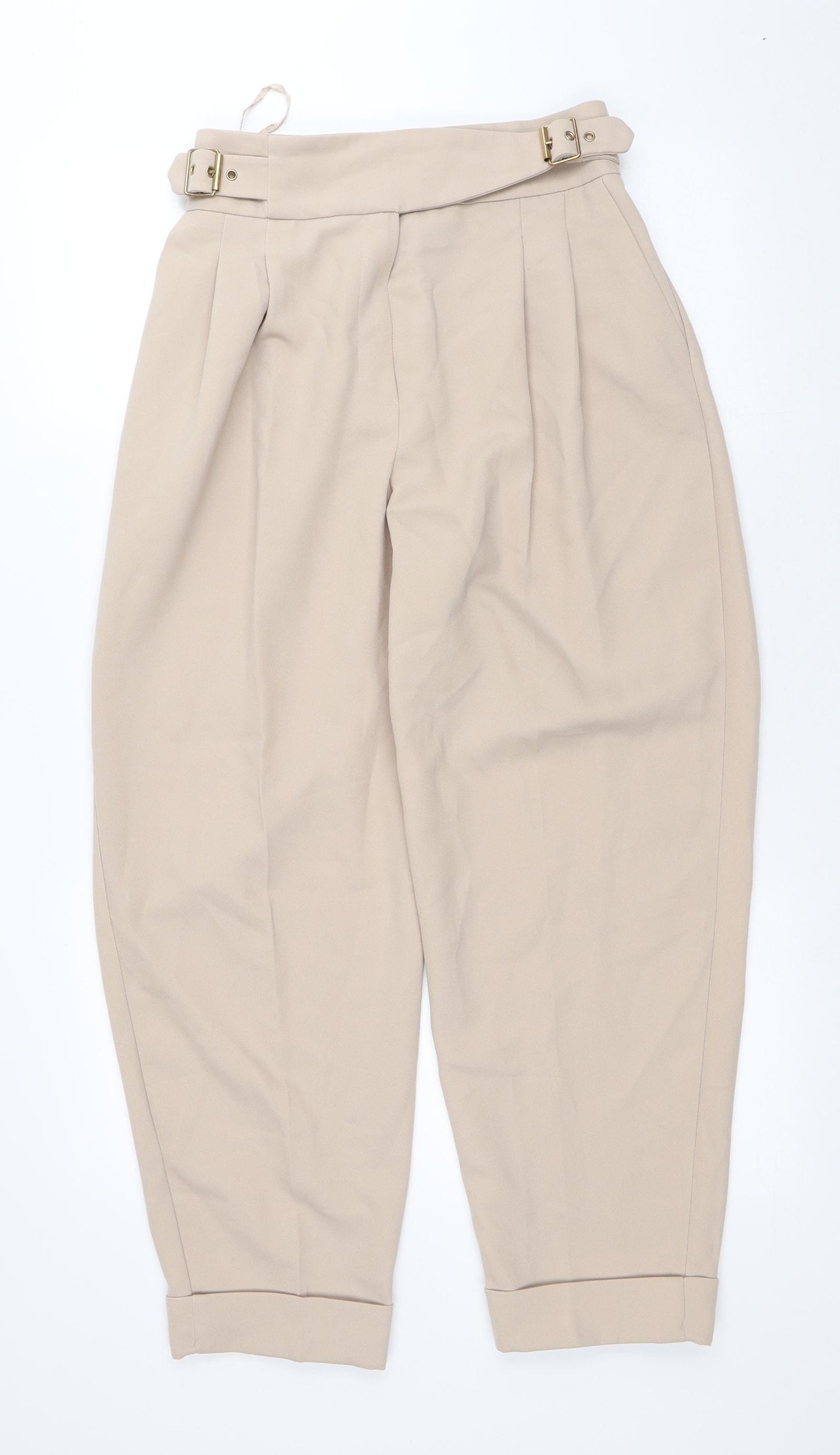River Island Womens Beige Polyester Trousers Size 12 L26 in Regular Zip