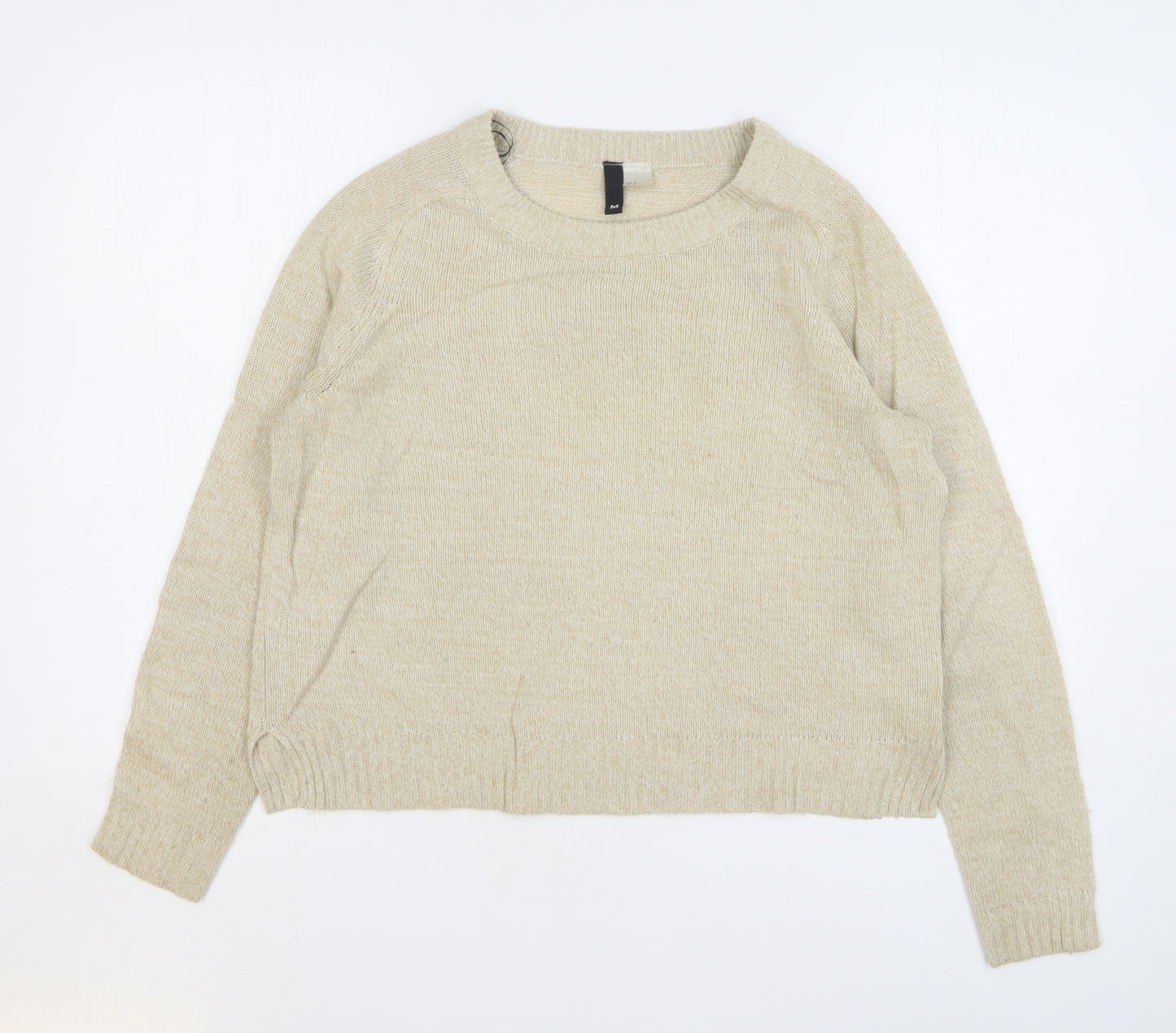 H&M Womens Beige Round Neck Acrylic Pullover Jumper Size M