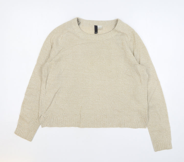 H&M Womens Beige Round Neck Acrylic Pullover Jumper Size M