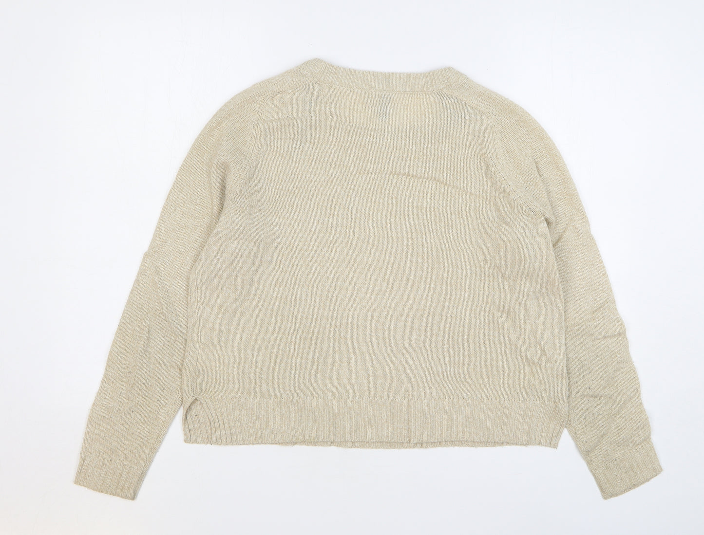 H&M Womens Beige Round Neck Acrylic Pullover Jumper Size M