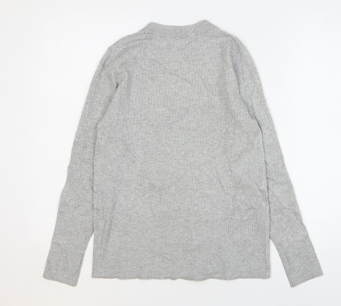 Marks and Spencer Womens Grey Round Neck Viscose Pullover Jumper Size 12