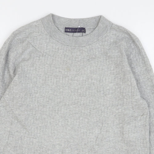Marks and Spencer Womens Grey Round Neck Viscose Pullover Jumper Size 12