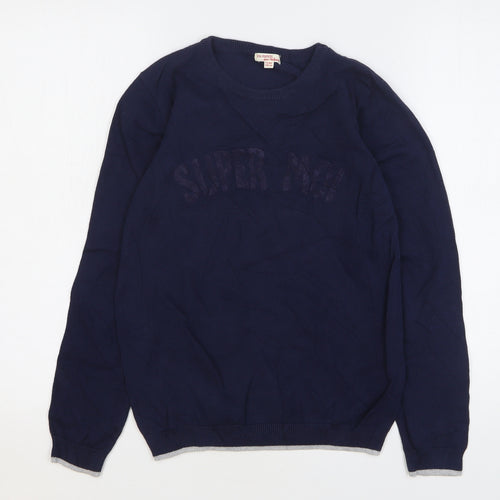 Du Pareil Girls Blue Round Neck Cotton Pullover Jumper Size 12 Years Pullover